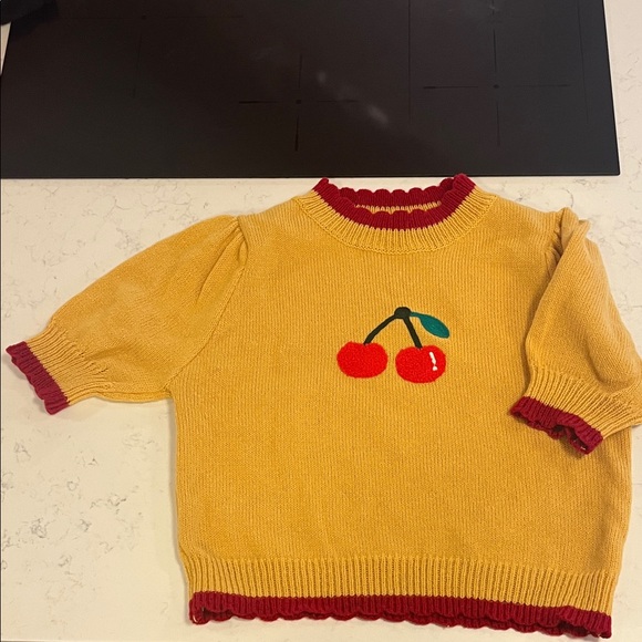 Sweaters - Yellow Sweater with Cherry Design